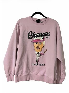 Justin Bieber Changes Album 2020 Pink Baseball Oversized Crewneck Size Medium